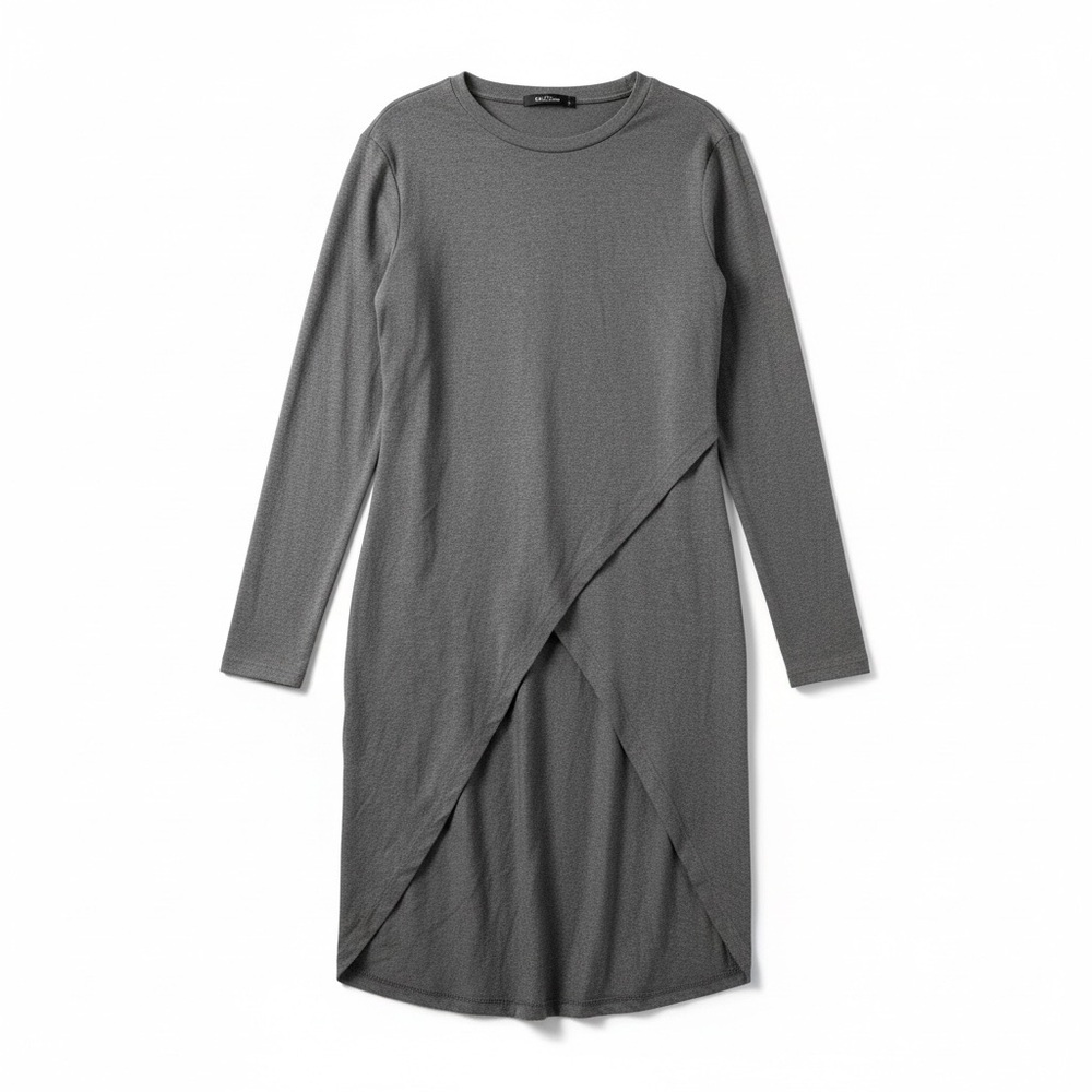 ✨ Asymmetrical Knit Tunic Top | Gray | Size L - Picture 4 of 9